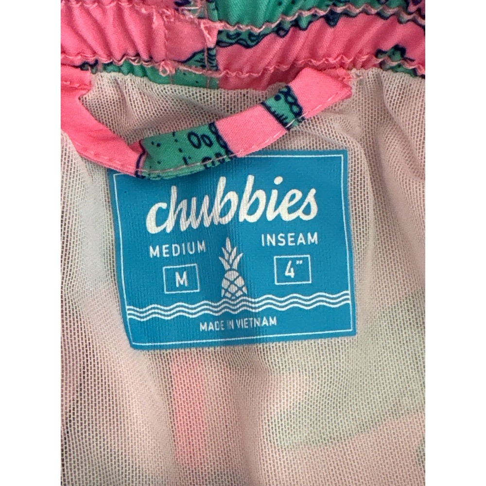 Chubbies Pink Alligator Print Elastic‎ Waist Swim Trunks Men's Med Tropical NWOT - Picture 9 of 9